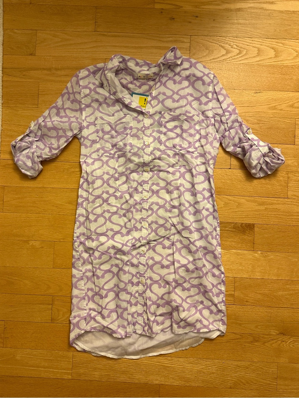 Roller Rabbit Lilac Patterned Button-Front Long Sleeve Dress
